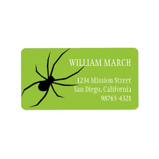 Green black spider Halloween return address Address Label
