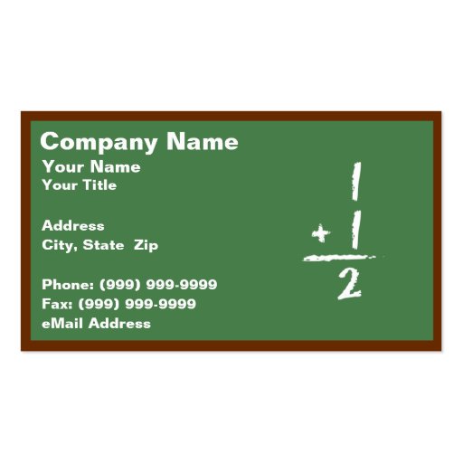Green Blackboard with Simple Addition Business Cards