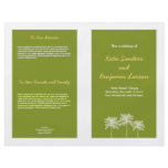 Green block palm trees summer wedding program flyer