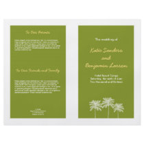 Green block palm trees summer wedding program flyer