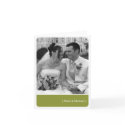 Green block round corner modern photo thank you card