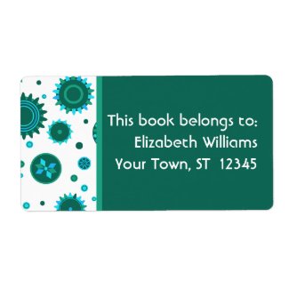 Green, Blue and White Pattern Label label