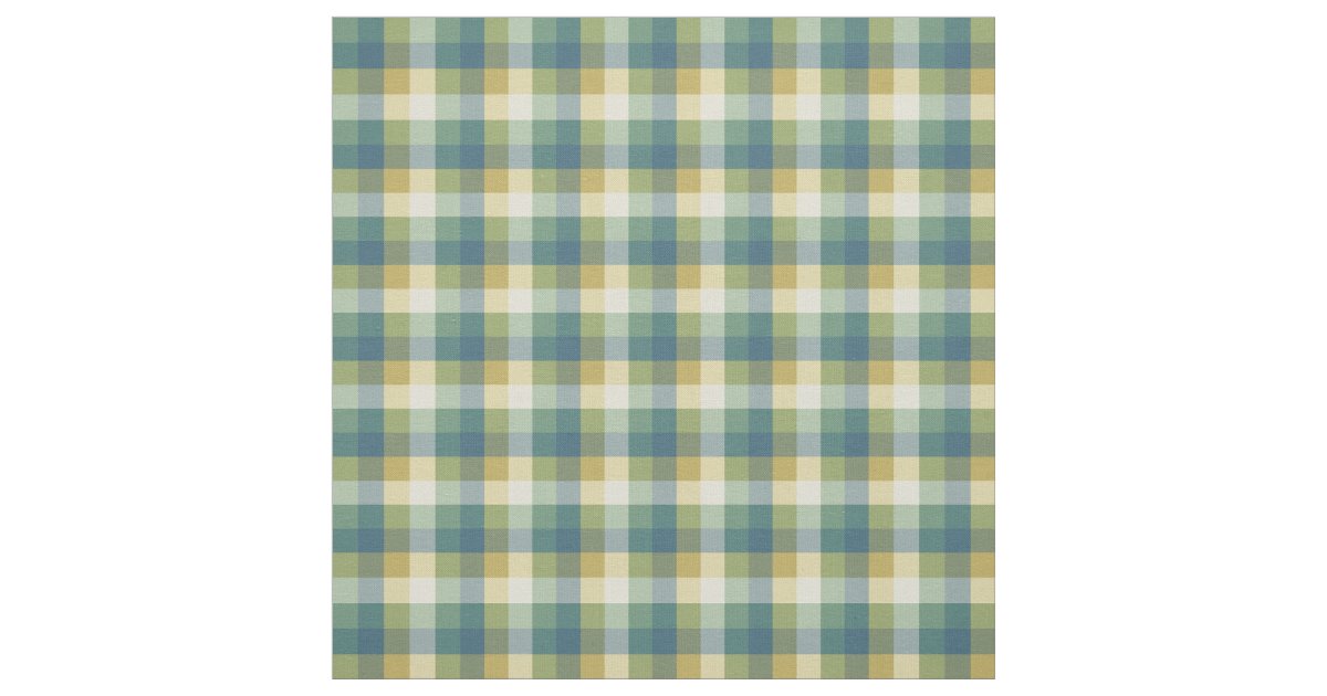 Green, Blue and Yellow Checkered Plaid Fabric | Zazzle