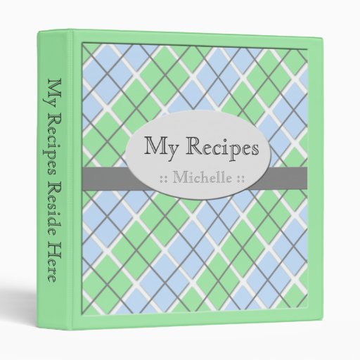 Green & Blue Argyle Recipe Binder