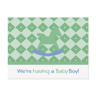 Green &
Blue Baby Boy Announcement Postcard postcard