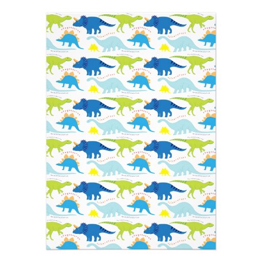 Green & Blue Dinosaur Birthday Party Invitations