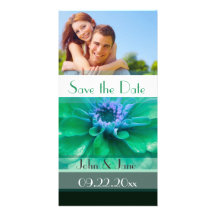 Green & Blue Floral  /photo  "Save the Date" Photo Card