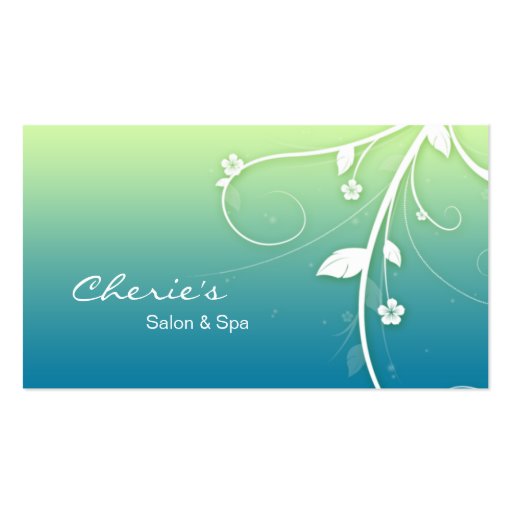 Green Blue Floral Swirls business card (front side)