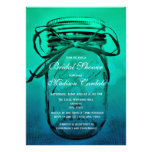 Green Blue Mason Jar Bridal Shower Invitations