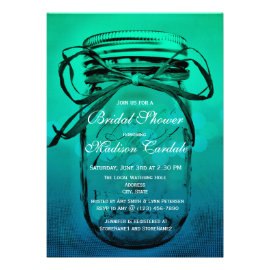 Green Blue Mason Jar Bridal Shower Invitations Personalized Announcements