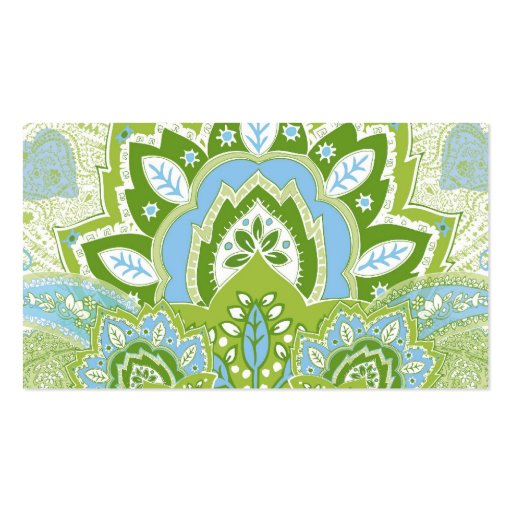 Green Blue Paisley Business Card Template (back side)