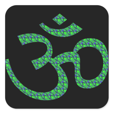 Green blue patterned Om or Aum ॐ.png Square Sticker