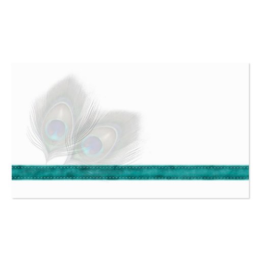Green blue Peacock feathers profile Business card (back side)
