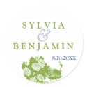 Green blue peacock garden chic wedding favor seal sticker