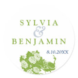 Green blue peacock garden chic wedding favor seal stickers