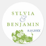 Green blue peacock garden chic wedding favor seal stickers