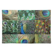 Green Blue Peacock photo collage Placemat