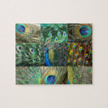 Green Blue Peacock photo collage Puzzles