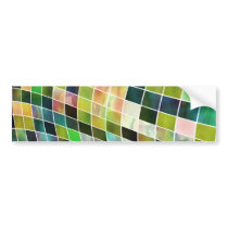 Green Blue Pink and White Squares Bumper Sticker