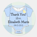 Green Blue Plaid - Baby Outfit Round Stickers