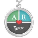Green & Blue Slice Round BFF Friendship Necklace