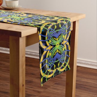 Green, Blue, Yellow Abstract Short Table Runner
