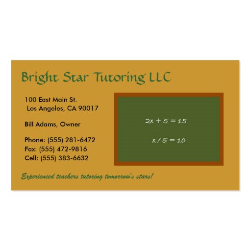 Green Board GL T/T Business Card Templates (front side)