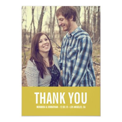 Green Bold Photo Wedding Thank You Cards