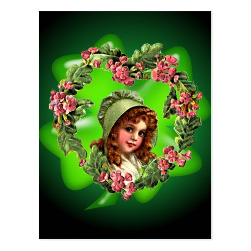 GREEN BONNET & SHAMROCK by SHARON SHARPE Post Card