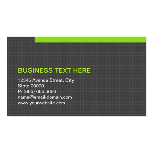 Green Border in Simple Grid Pattern with QR Code Business Cards (back side)