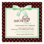 Green Bow Polka Dot Neutral Baby Shower Invitation