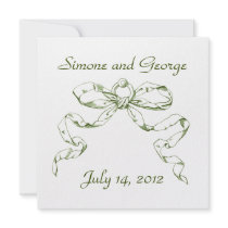 Green Bow Swag Wedding Invitation