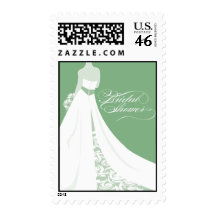 Green Bridal Shower Postage Stamp