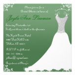 Green Bridal Shower Wedding Gown Invitation