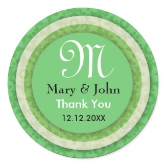 Green Bride&Groom Thank You Monogram Seals sticker