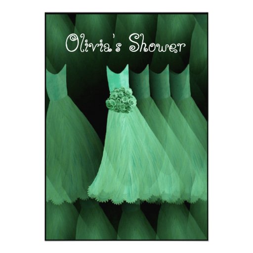 GREEN Bridesmaid Dresses Bridal Shower Invitation