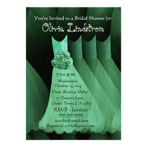 GREEN Bridesmaid Dresses Bridal Shower Invitation