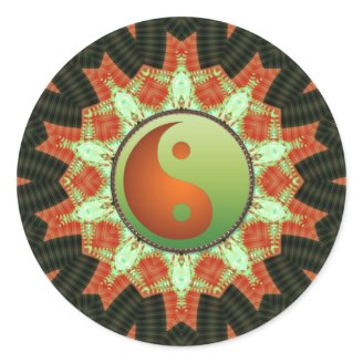  Yin Yang Stickers : Aqua Green Fractal Art