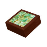 Green Brown Abstract Art Keepsake Jewelry Gift Box