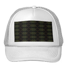 Green, brown and black retro floral pattern. trucker hat