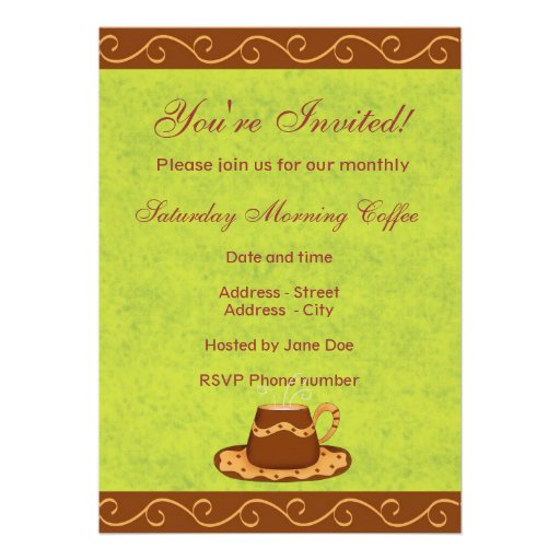 Green & Brown Cup Customized Coffee Event Invitation