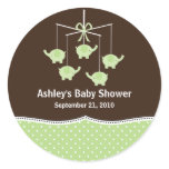Green & Brown Elephant Mobile Baby Shower stickers