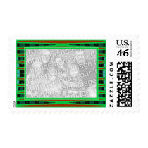 green brown frame postage