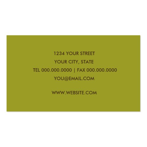 Green Brown Gold Damask Business Card (back side)