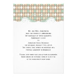 Green Brown Peach Harlequin Wedding Announcement invitations