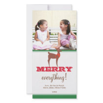 Green brown reindeer custom holiday photo greeting photo greeting card