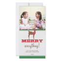 Green brown reindeer custom holiday photo greeting photocard