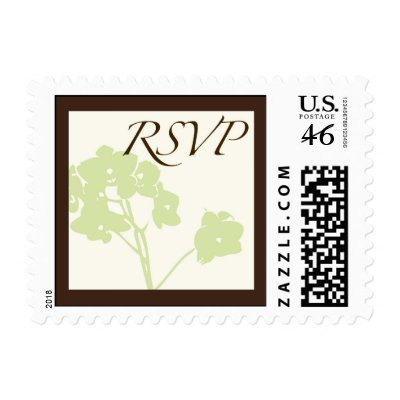 Green &amp; Brown RSVP Postage Stamp