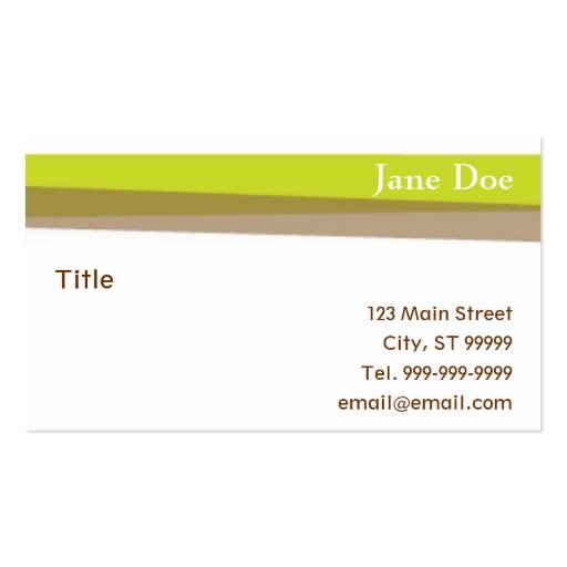 Green & Brown Stripes Business Cards (front side)