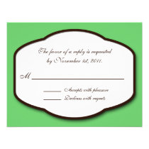 Green Brown & White Reply / RSVP Cards Personalized Invitation